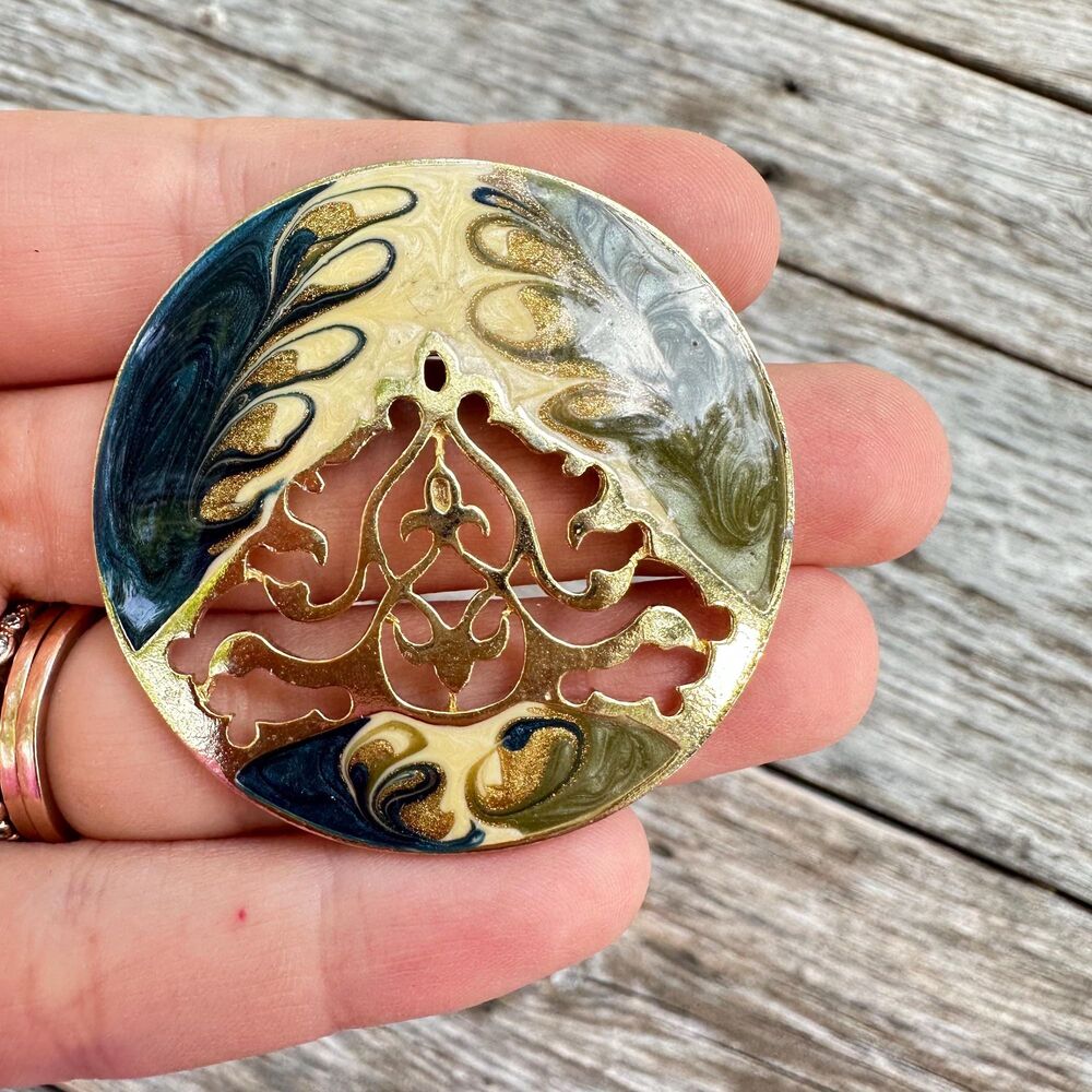 Vintage Jewelry Artistic Color Melt Brooch Pin